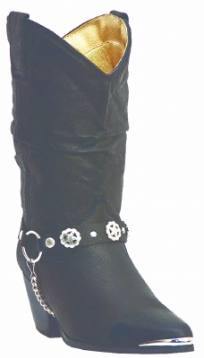Dingo DI522 for $104.99 Ladies Olivia Collection Slouch Boot with Black Pigskin w/ Ankle Chain Foot and a Fashion Toe